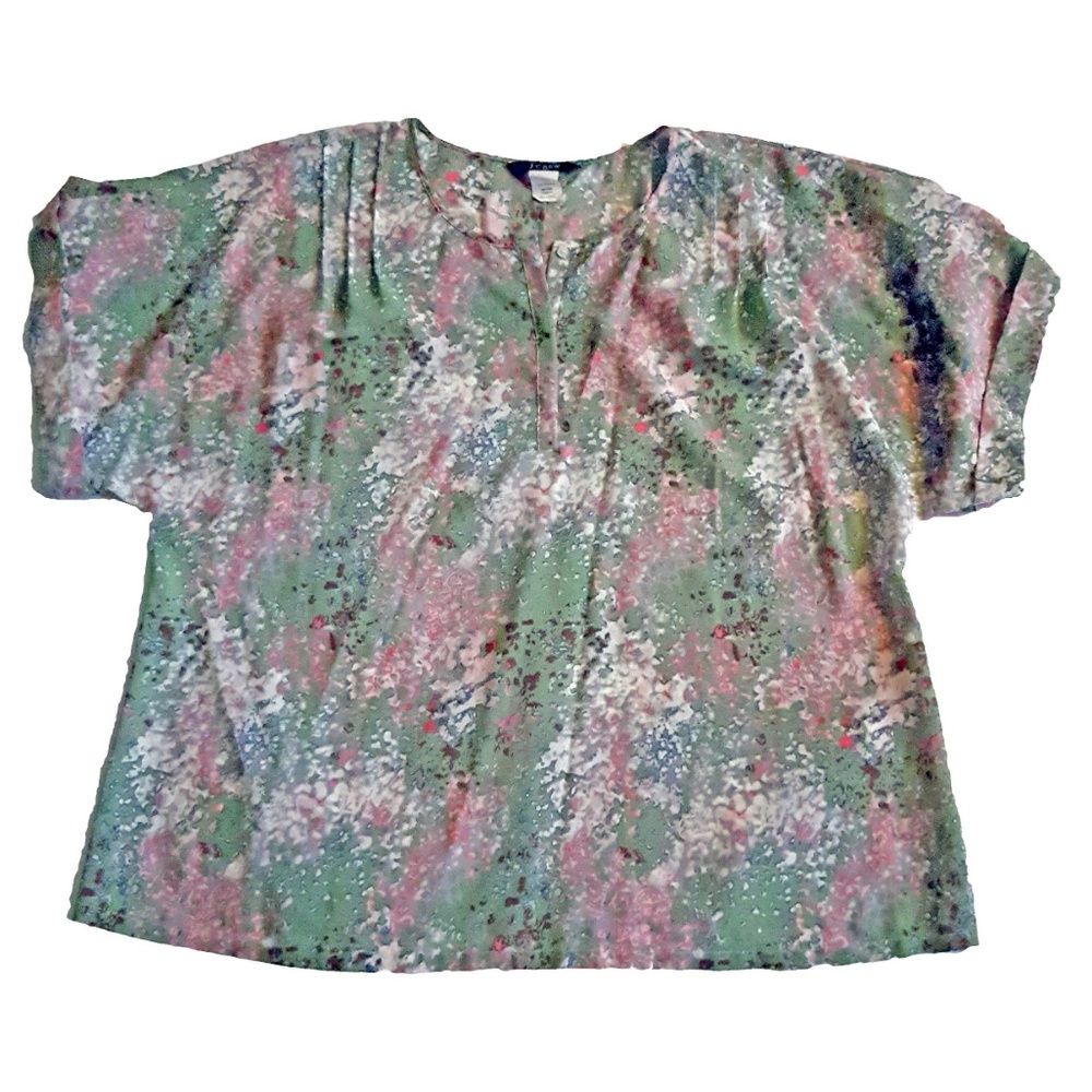 J. Crew Womens Floral Crepe De Chine Top Blouse L - Picture 5 of 8